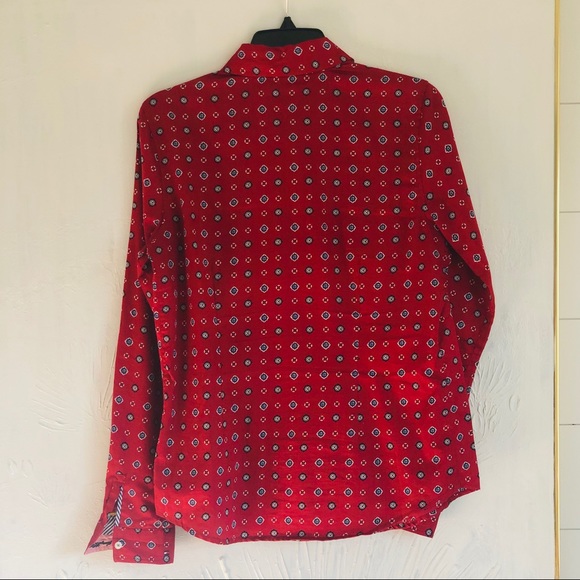Tommy Hilfiger Red Patterned Button Up Shirt - Women’s M - Picture 3 of 3